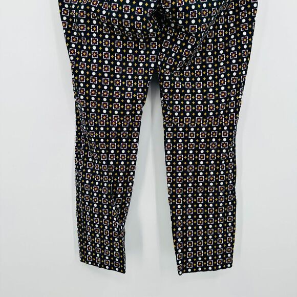 J. Crew Size 6 Navy Blue Geometric Printed Side Zip Winnie Capri Pants - Picture 7 of 8